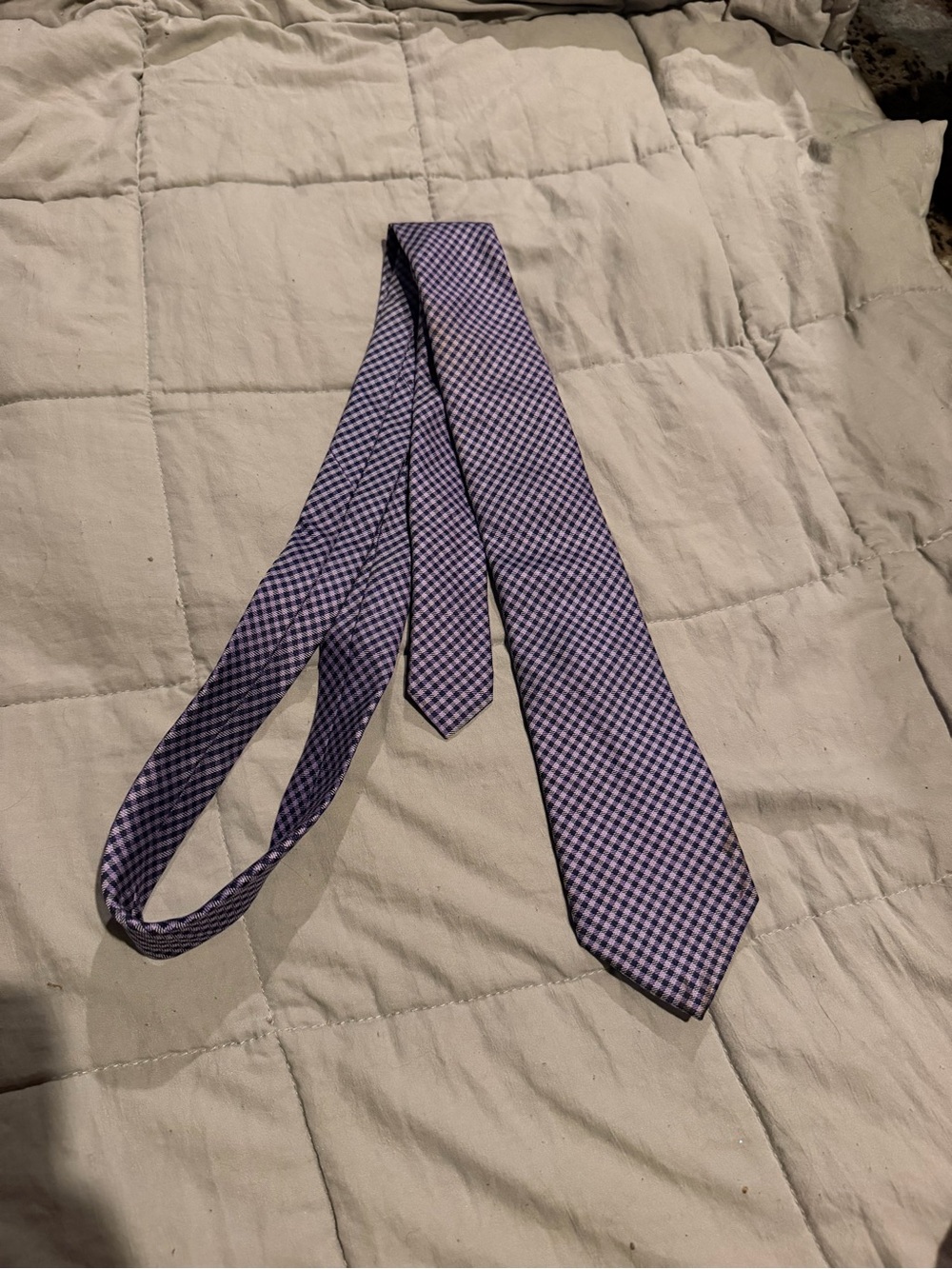 Merona Lavender and White Small Check Men's Tie